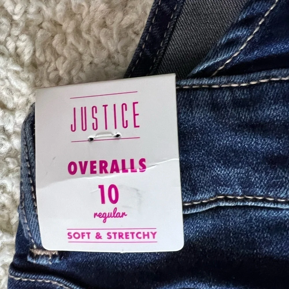 Girls Size 10 Justice Distressed Denim Overalls NWT